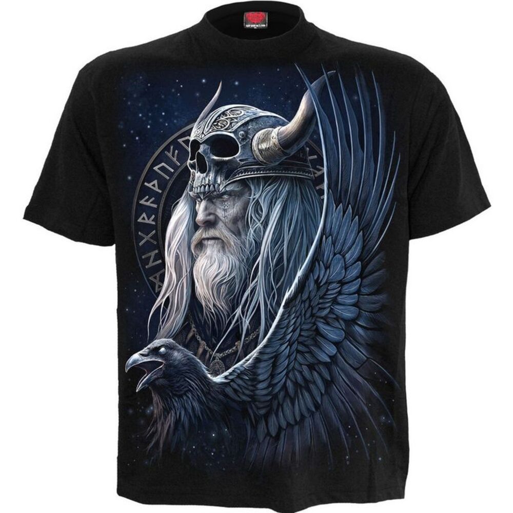 Spiral Direct Unisex Adult Odin�'s Warrior Back Print T-Shirt / Black